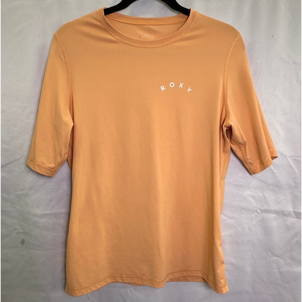 Roxy Rashguard‎ Swim Shirt Sherbet Orange Elbow Sleeve Stretch UPF Surf Wear Sun